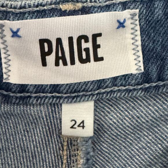 PAIGE NOELLA BUTTON FLY CUTOFF DENIM SHORTS IN SERINE NWT WOMEN'S SIZE 24 - Picture 16 of 16